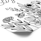 Monogram Naam Eenvoudig Minimalistisch Bloemen Gra Poster (Hoek)