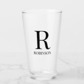 Monogram naam eenvoudig minimalistisch modern bier glas (Voorkant)