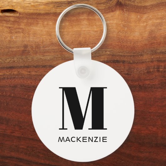 Monogram Naam Eenvoudig Sleutelhanger (Voorkant)