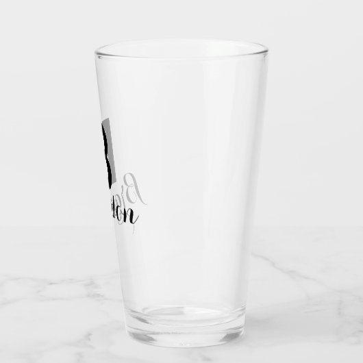 Monogram Naam Eenvoudig Zwart Script Bier Glas (Links)