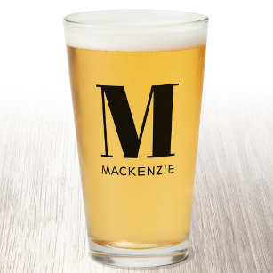 Monogram Naam Eenvoudige Bier Glas