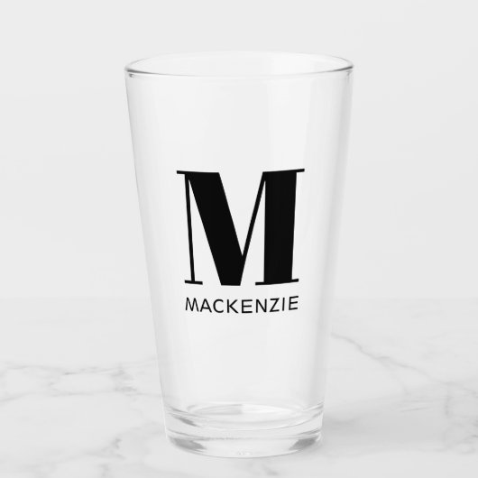 Monogram Naam Eenvoudige Bier Glas (Voorkant)
