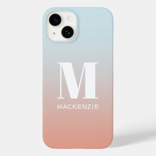 Monogram Naam Eenvoudige Gradiënt Gepersonaliseerd Case-Mate iPhone Case (Achterkant)