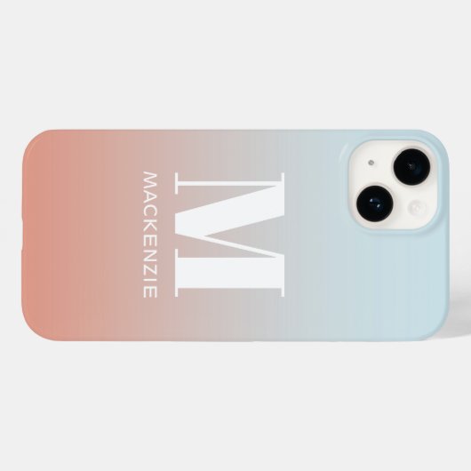 Monogram Naam Eenvoudige Gradiënt Gepersonaliseerd Case-Mate iPhone Case (Achterkant (horizontaal))