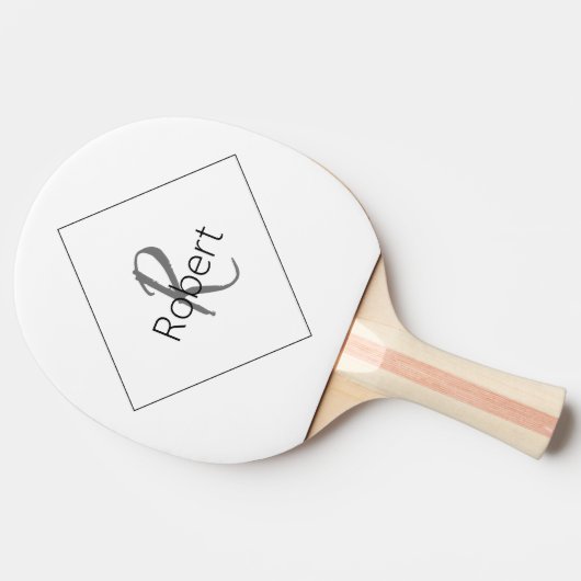 Monogram Naam Eenvoudige Modern Minimalist Grey Bl Tafeltennisbatje (Zijkant)