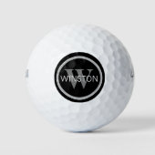 Monogram Naam Eenvoudige zwarte en witte letters Golfballen (Voorkant)