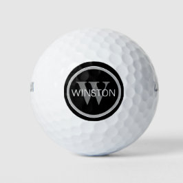 Monogram Naam Eenvoudige zwarte en witte letters Golfballen