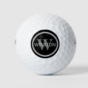 Monogram Naam Eenvoudige zwarte en witte letters Golfballen