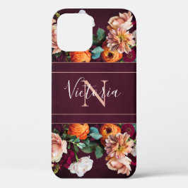 Monogram Naam Elegant Floral Botanische Rustige Case-Mate iPhone Case