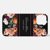 Monogram Naam Elegant Floral Rustic Black Case-Mate iPhone Case (Achterkant (horizontaal))