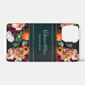 Monogram Naam Elegant Floral Rustic Black Hoesje-M Case-Mate iPhone Case (Achterkant (horizontaal))