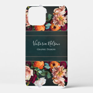 Monogram Naam Elegant Floral Rustic Black Hoesje-M Case-Mate iPhone Case