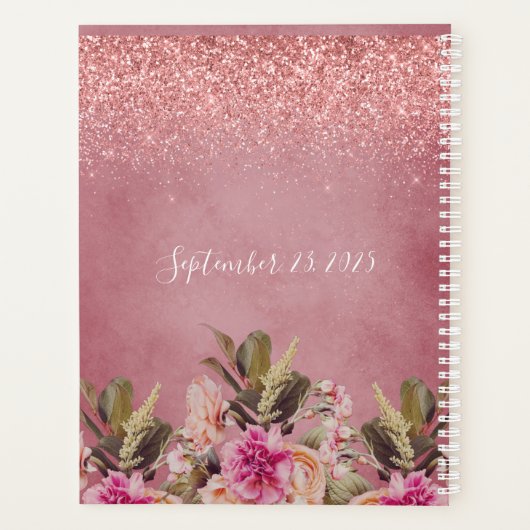 Monogram Naam Elegant Floral Rustic Wedding Planner (Achterkant)