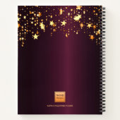 Monogram naam elegant gouden sterren notitieboek (Achterkant)