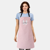 Monogram Naam Elegant Minimaal Roze Rood Schort (Gedragen)