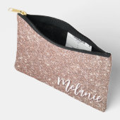 Monogram Naam Elegant Modern Roos Gold Glitter Etui (Open)
