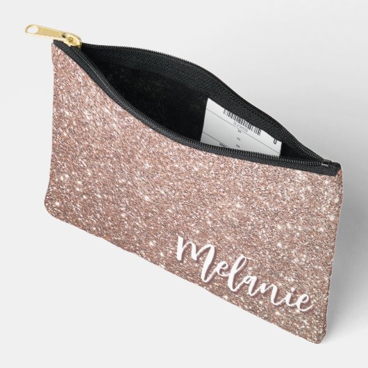 Monogram Naam Elegant Modern Roos Gold Glitter Etui (Open)