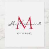 Monogram naam Elegant White Family Wijn Etiket (Enkel label)