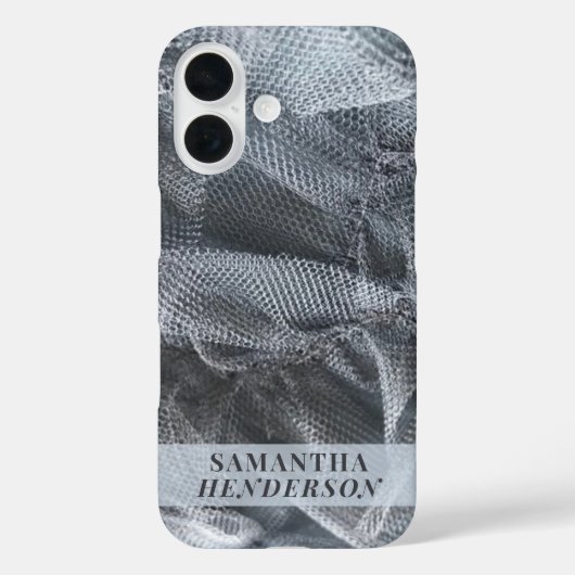 Monogram Naam Elegant Zwart Grijs Tule Toile Look Case-Mate iPhone Case (Achterkant)