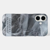 Monogram Naam Elegant Zwart Grijs Tule Toile Look Case-Mate iPhone Case (Achterkant (horizontaal))