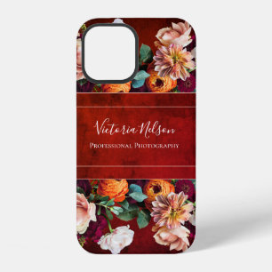 Monogram naam Elegante bloemige botanische rustiek iPhone 12 Hoesje