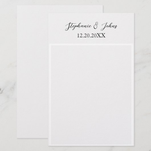 Monogram Naam Elegante Eenvoudige Minimale Huwelij Briefpapier (Voorkant / Achterkant)