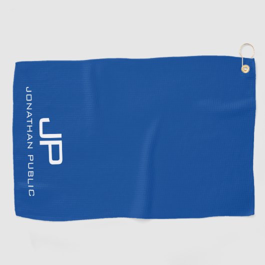  Monogram Naam Elegante Moderne Sjabloon Golfhanddoek (Horizontaal)