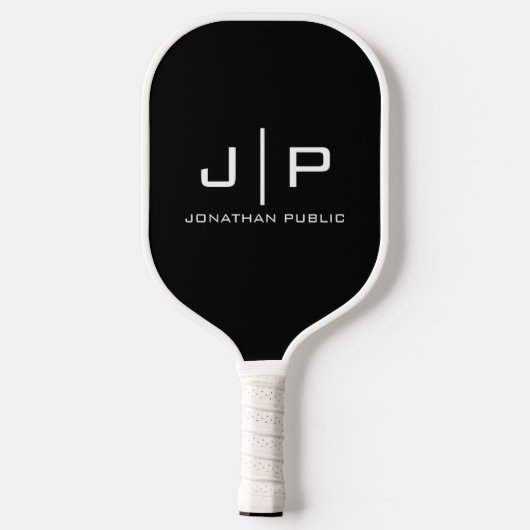 Monogram Naam Elegante Sjabloon Dubbelzijdige Prin Pickleball Paddle (Achterkant)