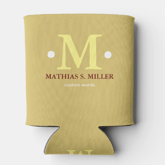 Monogram / Naam en één Initiaal Blikjeskoeler (Achterkant)