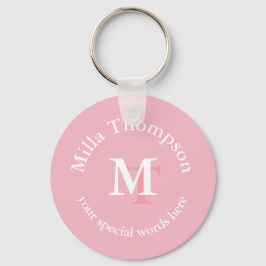 monogram . naam en initiaal . haar aangepaste roze sleutelhanger (Voorkant)