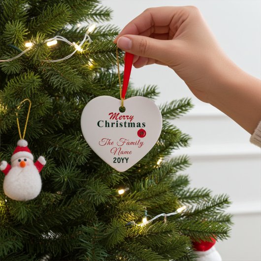 Monogram, Naam en Jaar Aangepaste Vrolijke Kerstmi Keramisch Ornament