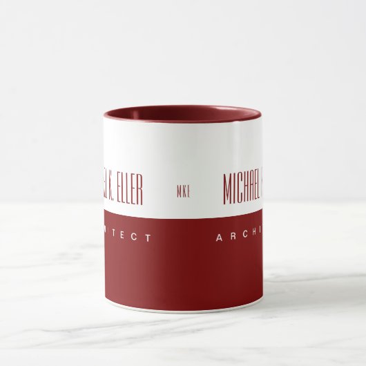Monogram Naam en Job Modern Deep Red Mok (Midden)