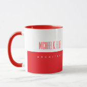 Monogram Naam en taak Modern Rood Kleur Mok (Links)