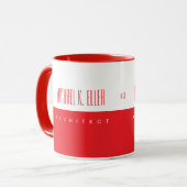 Monogram Naam en taak Modern Rood Kleur Mok (Voorkant links)