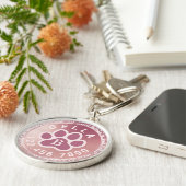 Monogram naam en telefoon | Roos Gold Ronde Pet Ta Sleutelhanger (Zijkant)