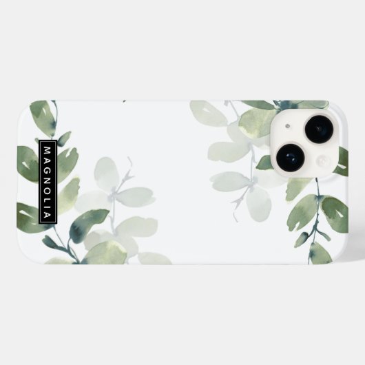 Monogram naam Eucalyptus Case-Mate iPhone Case (Achterkant (horizontaal))
