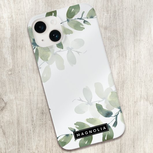 Monogram naam Eucalyptus Case-Mate iPhone Case