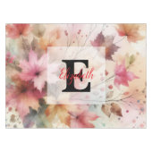 Monogram naam Fall bladeren in pastels waterverf Tafelkleed (Voorkant (Horizontaal))