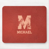 Monogram Naam Faux Leather Look Verdrietige Tekst Muismat (Voorkant)