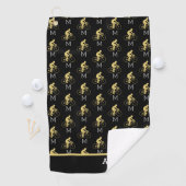 Monogram Naam Fiets Goud Zwart Golf Handdoek (Insitu)