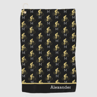 Monogram Naam Fiets Goud Zwart Golf Handdoek