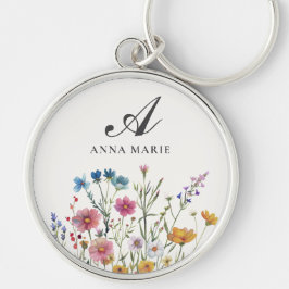 Monogram naam Floral Boho Chic Sleutelhanger