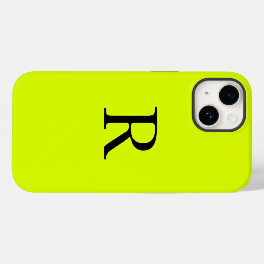 Monogram Naam Fluorescent Chartreuse Yellow Neon Case-Mate iPhone Case (Achterkant (horizontaal))