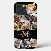 Monogram Naam Foto Collage Hoesje-Mate iPhone Case (Achterkant)