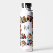 Monogram Naam Foto Collage Water Fles (Links)