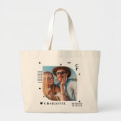 Monogram Naam Foto Trendy Simple Modern Grote Tote Bag (Voorkant)