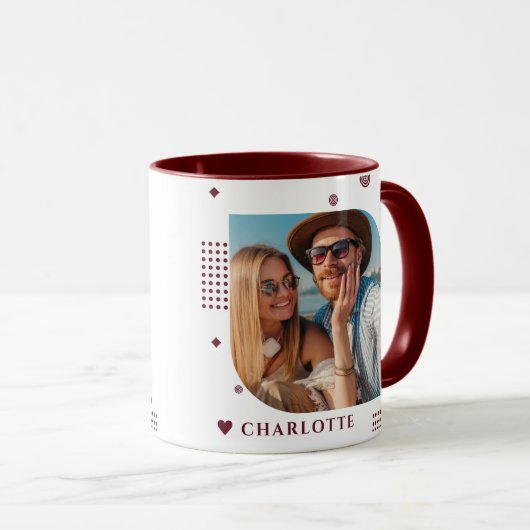 Monogram Naam Foto Trendy Simple Modern Mok (Voorkant rechts)