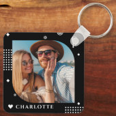 Monogram Naam Foto Trendy Simple Modern Sleutelhanger (Achterkant)
