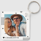 Monogram Naam Foto Trendy Simple Modern Sleutelhanger (Achterkant)