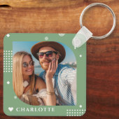 Monogram Naam Foto Trendy Simple Modern Sleutelhanger (Achterkant)